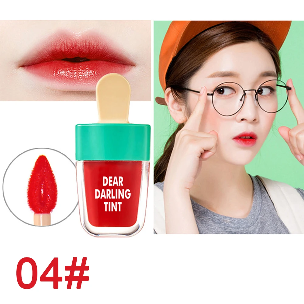 Cute Ice Cream Lip Gloss Long-Lasting Lip Tint Candy Waterproof Long Lasting Makeup Liquid Lipstick Sweet Red Lip Tint TSLM2 - Цвет: 04