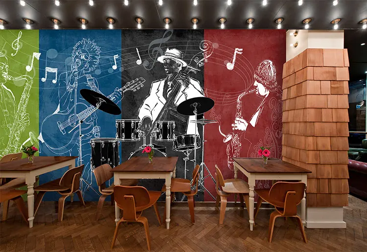 Bacaz большая 3D фресковая роспись роакман 3D музыкальные Обои фреска для рок-бара кофе КТВ фон 3d фотообои настенная бумага