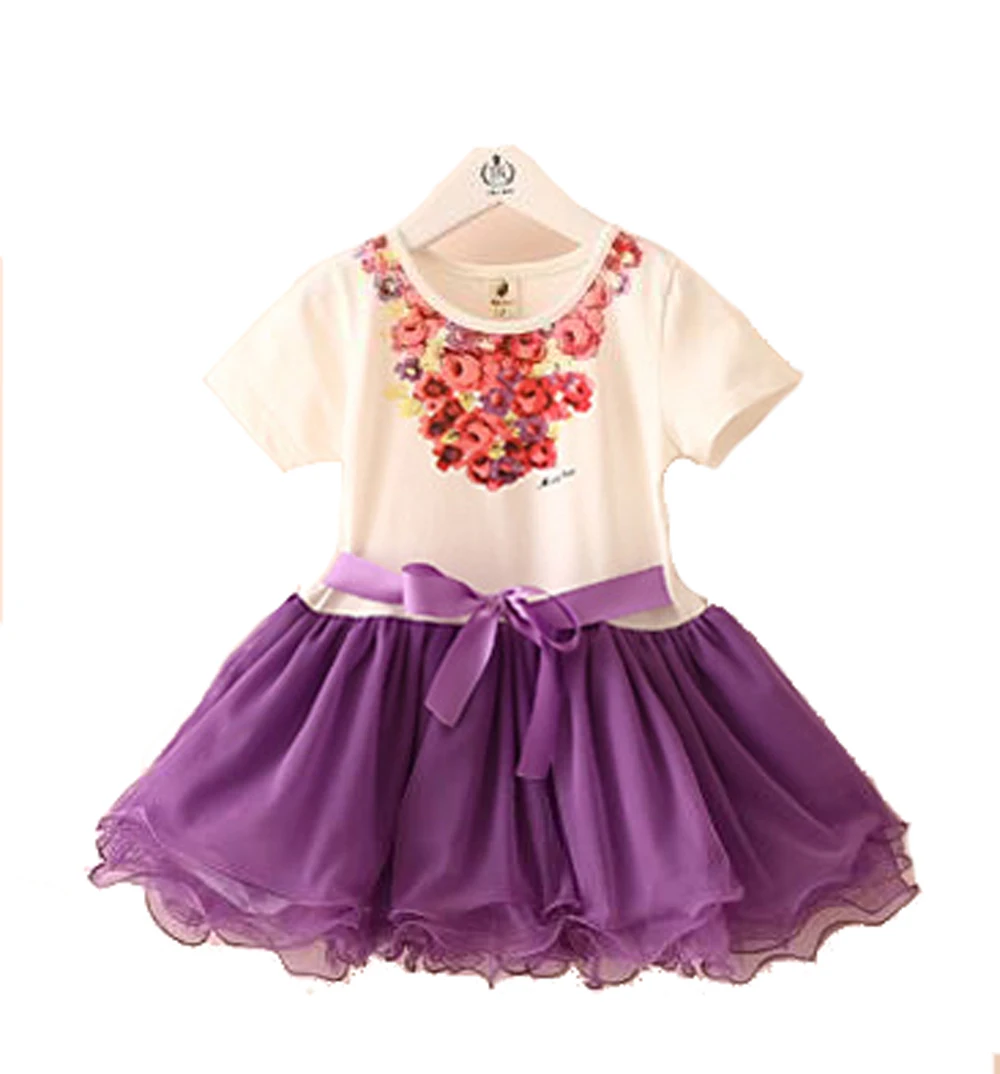 2014 New Summer Kids Girls Dress Children Fashion Flower Gauze tutu GQ-370 | Детская одежда и обувь