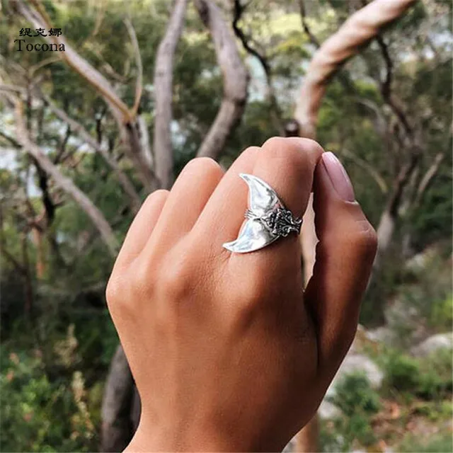 Tocona Mystical Mermaid Ring Vintage Antique Silver Whale Tail Midi Finger Knuck Tocona Mystical Mermaid Ring Vintage Antique Silver Whale Tail Midi Finger Knuck