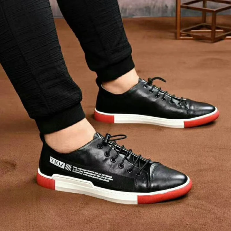 

Autumn Genuine Cow Leather Casual Flat Shoes For Men Elastic Band Platform Oxford Dress Men's Shoes Quality Handmade Mens Shoes