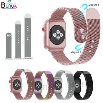 

38mm 42mm Stainless Steel double Magnetic Milanese loop for apple watch strap watch band for iwatch series 4 3 2 1 Bracelet Belt