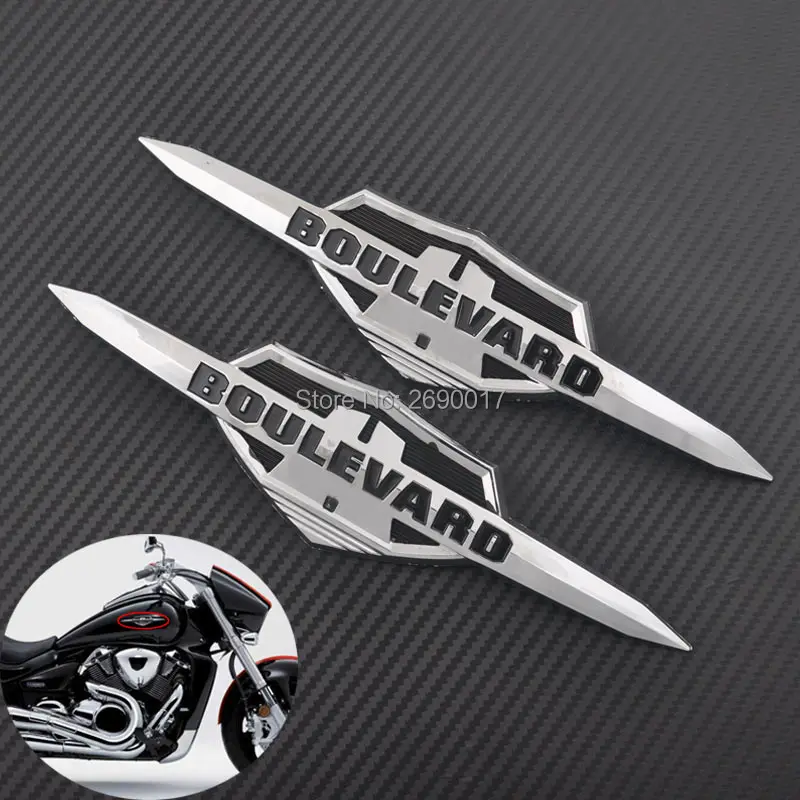 2Pcs Motorcycle Chrome Fuel Gas Tank Emblem Badge Decal Sticker Fits