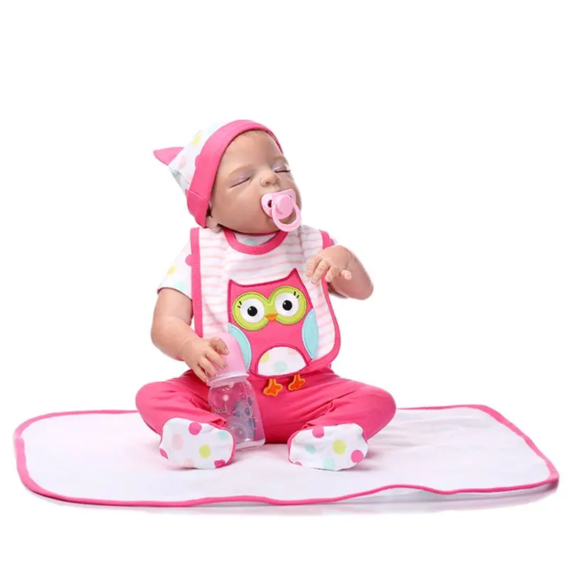 

48cm Cute Reborn Doll Realistic Full Silicone Vinyl Newborn Sleeping Babies Toy Clothes Mat Lifelike Handmade Gifts