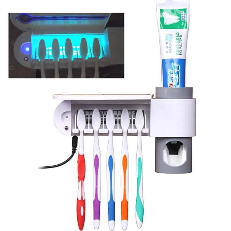 

UV Light Sterilizer Toothbrush Holder Cleaner & Automatic Toothpaste Dispenser