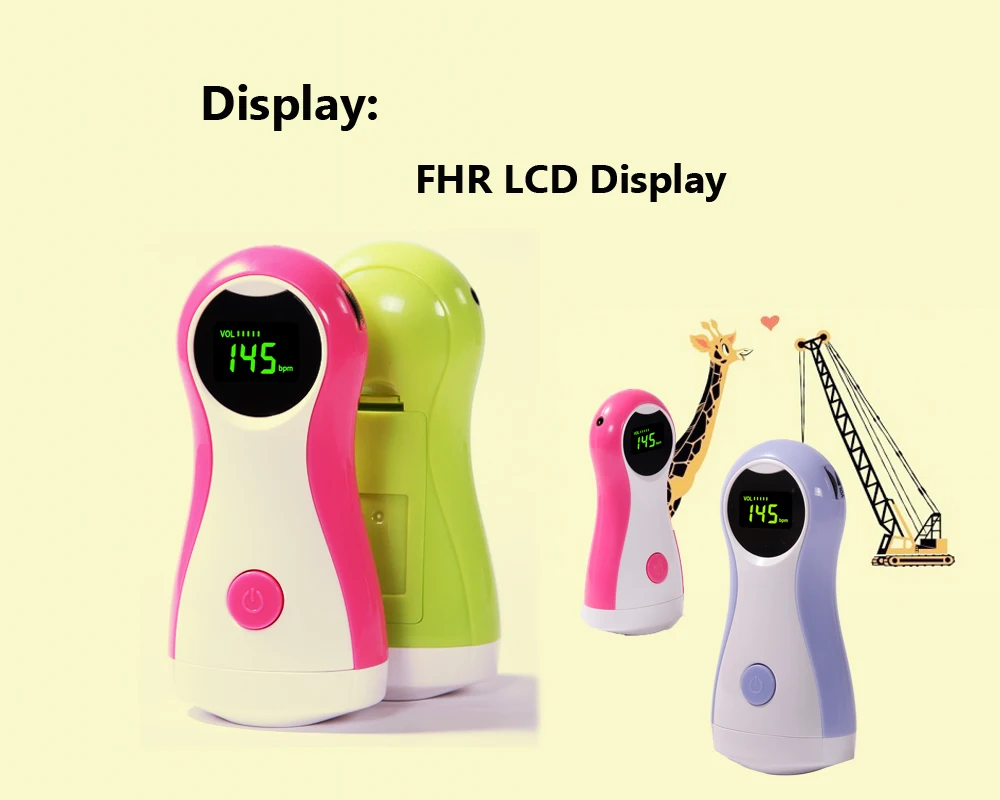  Large Color LCD display Fetal Doppler Portable ultrasound fetal heart monitor with 2MHz probe Alarm