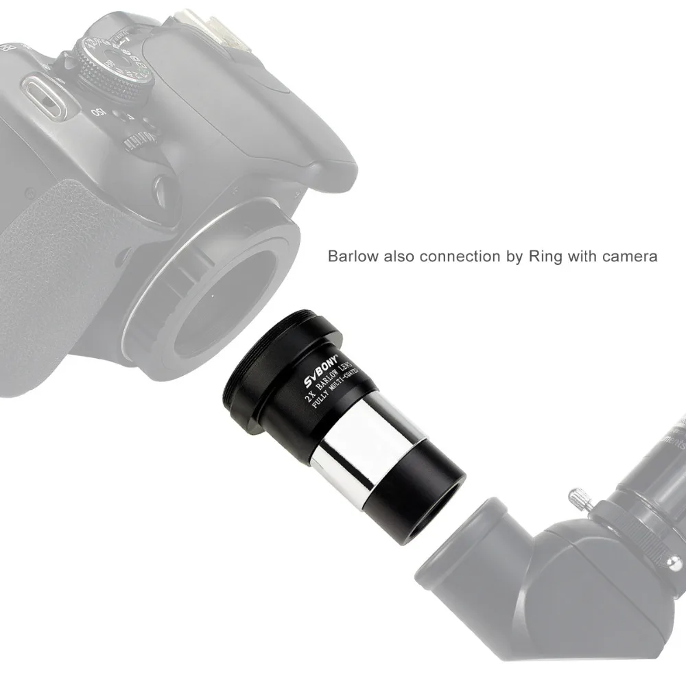 SVBONY 1.25'' 2X Barlow Lens Telescope M42X0.75