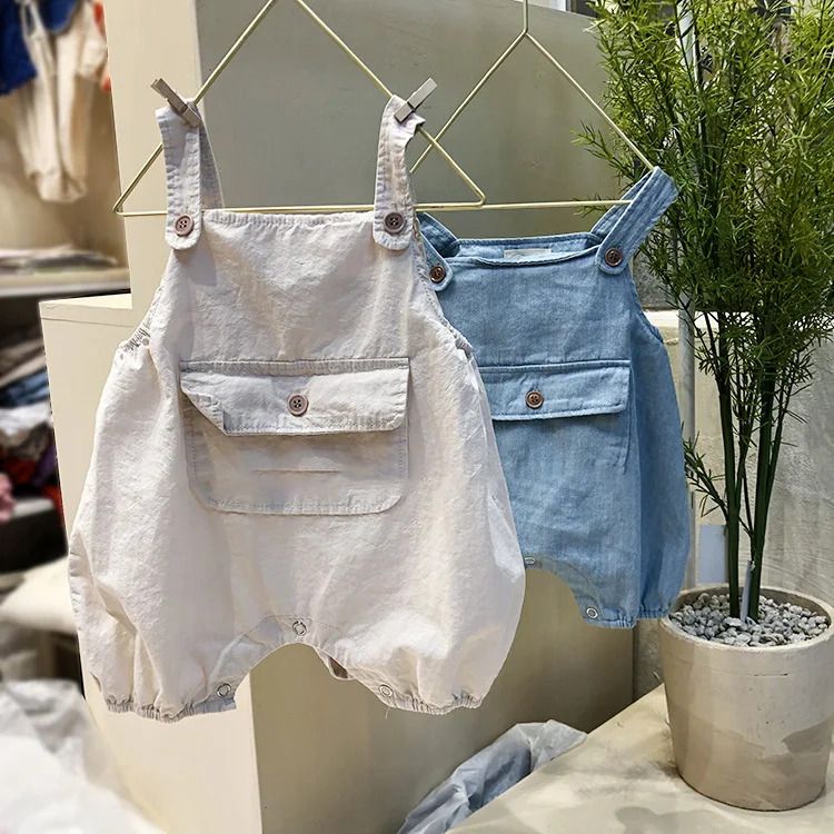

Summer Overalls for Baby Girl Boys Denim Jumpsuit Shorts Fashion Korean Large Pocket Casual Toddler Kids Overall Shorts 2019