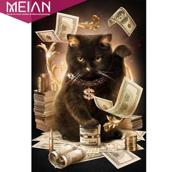 

Meian,5D,Full,DIY Diamond Embroidery,Diamond Painting,Cross Stitch,3D,Round Diamond,Mosaic,Needlework,christmas,money cat,new