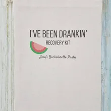 Пользовательское имя арбуз Свадебный девичник свадьбу душ Первая помощь похмелье комплект ювелирных изделий пользу муслин подарки Сумки