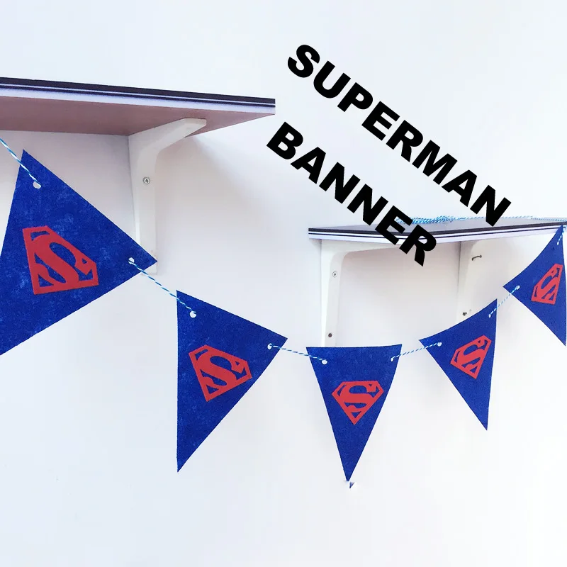 Super Hero Superman Logo Flags Bunting Banner For Home Wall Decor