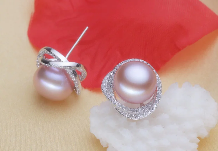 Новые роскошные размеров игристое Циркон натуральный жемчуг серьги молодежная мода серебро украшения для женщин
