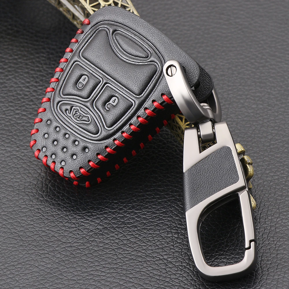 VCiiC 3/4 Button Genuine Leather Men Car Key Bag Case Cover Key Holder