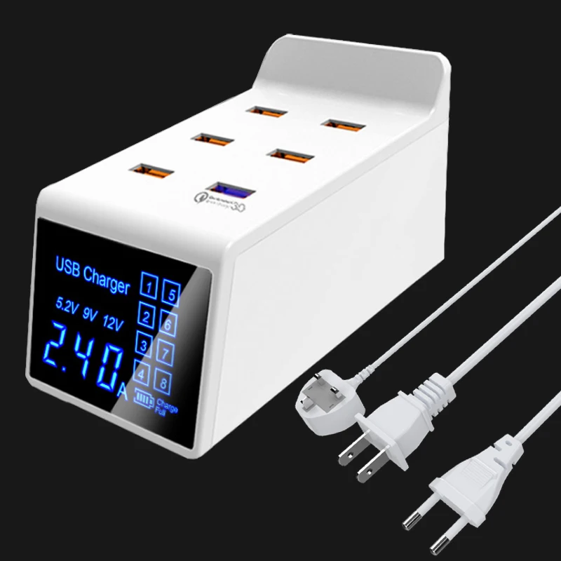 40 Вт Quick Charge 3 0 USB зарядное устройство адаптер Led дисплей быстрой зарядки умное для