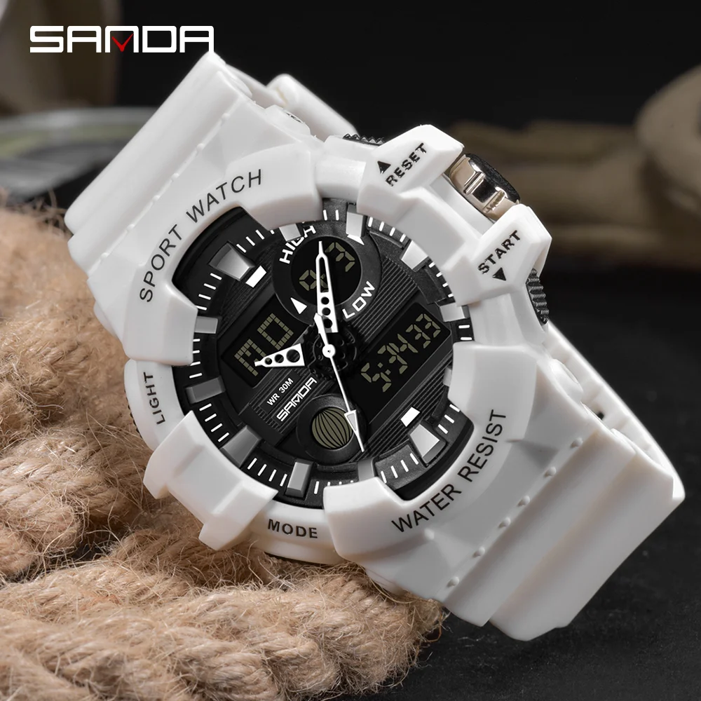 SANDA G Style Sports Men's Watches Top Brand Luxury S Shock Resist LED Quartz Military Watches Male