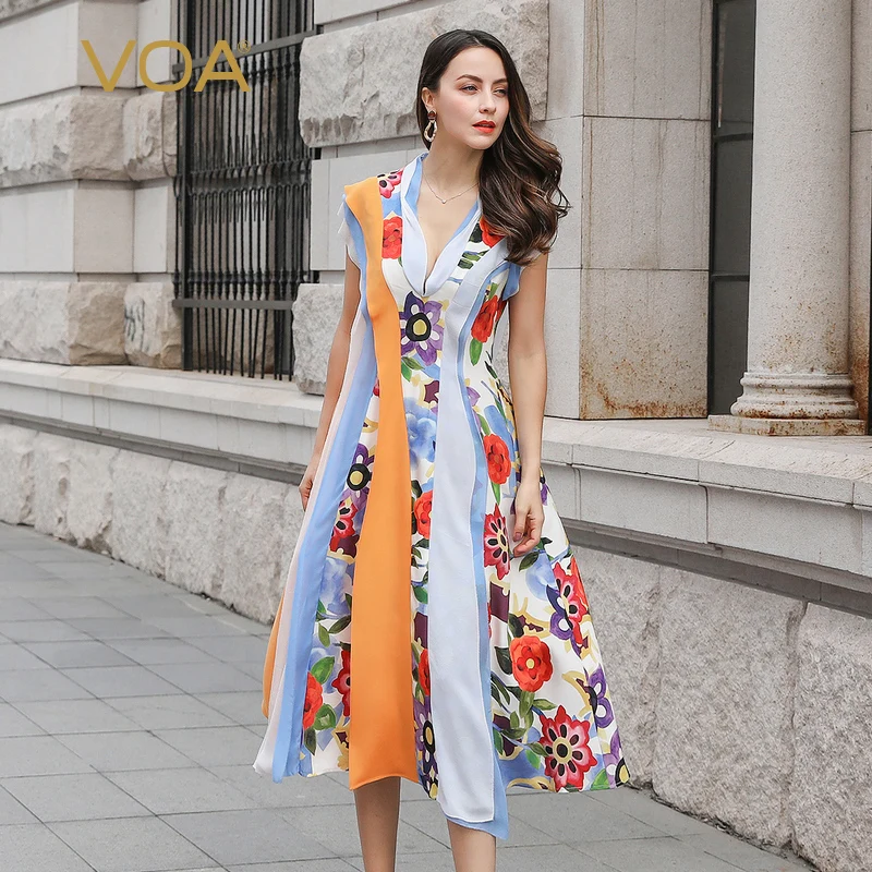 vestido de seda pura estampado