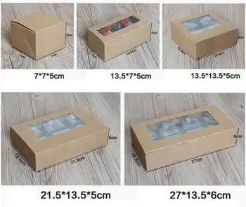 

20 kraft Cookies Biscuit packaging paper box wedding,craft cake box with pvc window,cupcake packing gift cardboard paper box