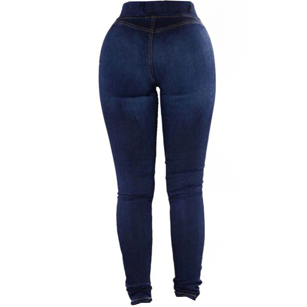 Wipalo, женские, размера плюс, модные, обтягивающие, тянущиеся, обтягивающие джинсы, повседневные, одноцветные, джинсовые, синие, узкие брюки, женские брюки, 3XL
