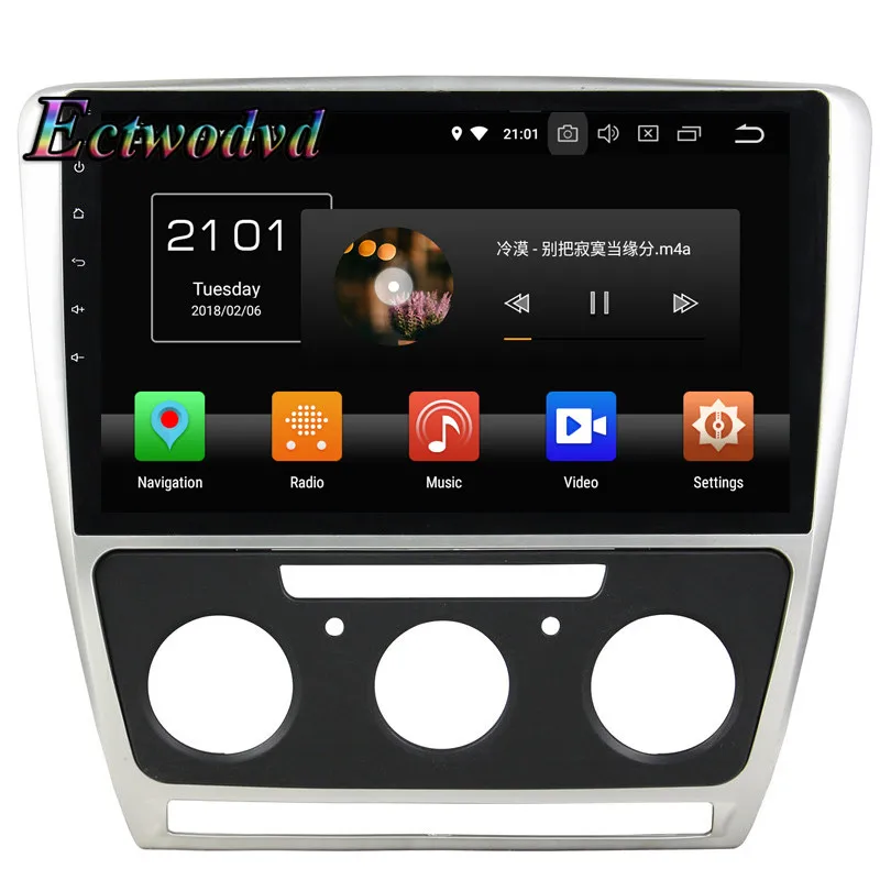Cheap Ectwodvd Octa Core 4G+64G Android 9.0 Car Multimedia DVD Player GPS HeadUnit for Skoda Octavia AT 2010 2011 2012 2013- 4