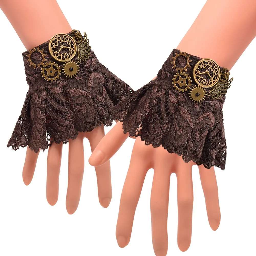 Steampunk Gloves Wrist Cuffs Women Gothic Punk Lolita Cosplay Hand