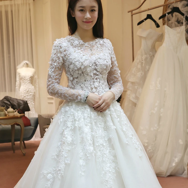 Image of korean lace wedding dress