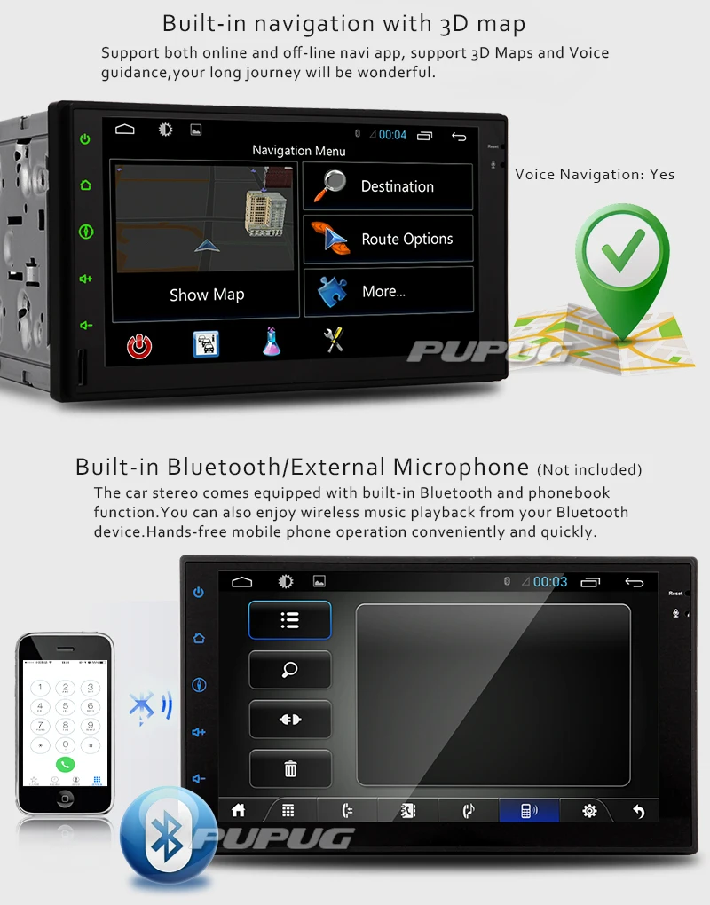Top 2 Din Car Stereo Head Unit 7 Inch NO-KEY Tablet Pure android 4.4 None-DVD Player GPS Auto Radio RDS Wifi Bluetooth Backup Camera 8