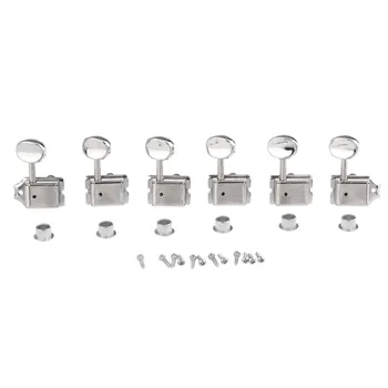 

Musiclily Pro 6 in Line Vintage Semi Closed Guitar Tuners Tuning Pegs Keys Machine Heads Set, Nickel