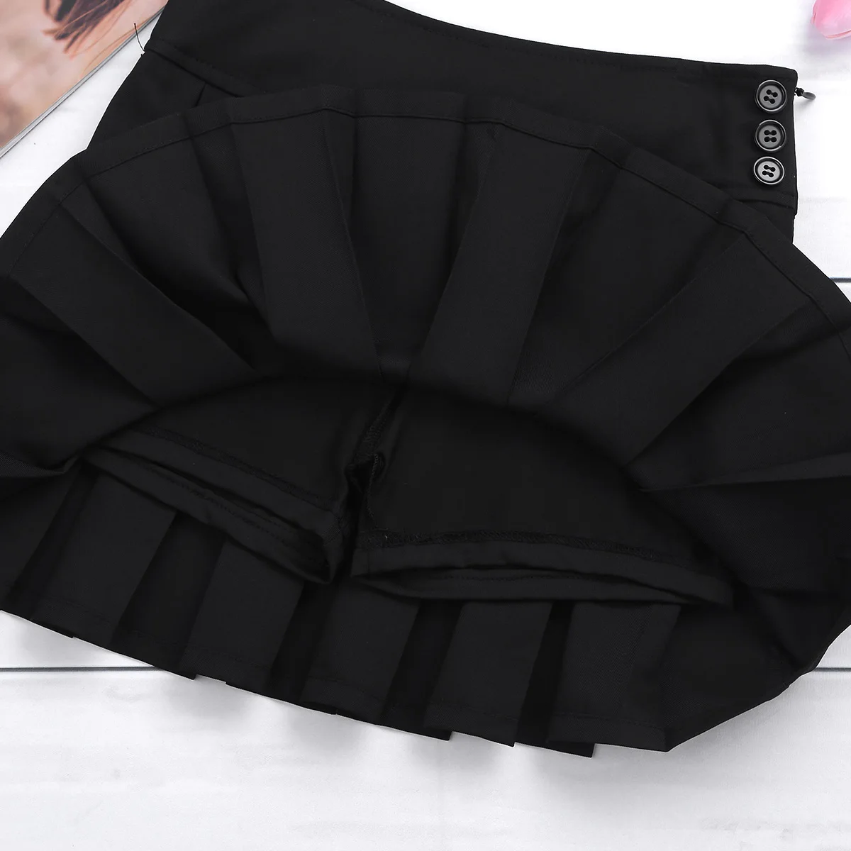 Iiniim Kinder Mädchen Schuluniform Plissee Side Zipper Buttons Roller Dance Rock mit Versteckte Shorts Schule Rock
