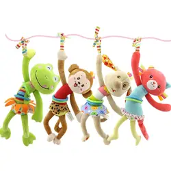 Детские плюшевые игрушки мультфильм животных вибрирующий звук игрушки детские мальчики девочки кровать коляска лягушки обезьяна кошка