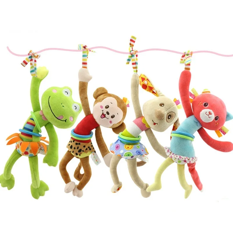 

Baby Plush Toys Cartoon Animal Vibrating Sound Toy Infant Boys Girls Bed Stroller Frog Monkey Cat Hanging Toy Outdoor Appease