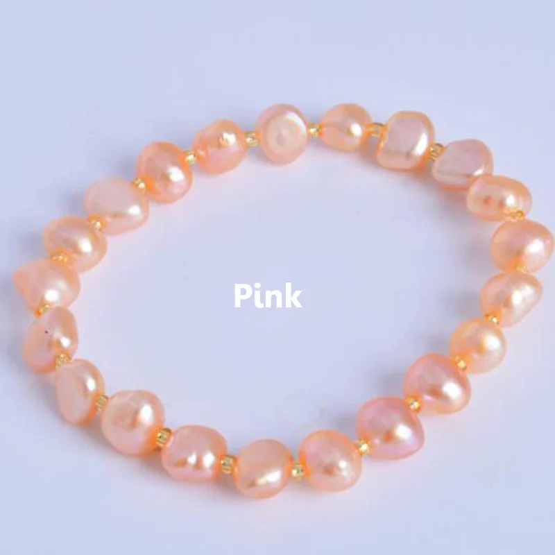 ASHIQI настоящий натуральный пресноводный барочный жемчуг браслеты и браслеты для женщин хрустальные бусины ювелирные изделия подарок - Цвет камня: pink