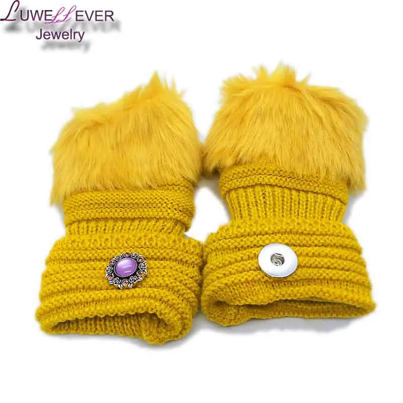 Зимние перчатки без пальцев 005 Fit 18 мм Кнопка модные аксессуары Подвески Ювелирные изделия для женщин подростков девочек Рождественский подарок - Цвет: yellow