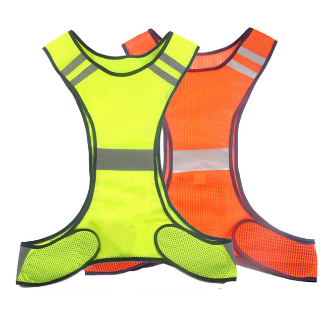 Running High Visibility Reflective Vest Fluorescent Yellow Orange Security Waistcoat For Night Work Outdoor Running Riding Vests