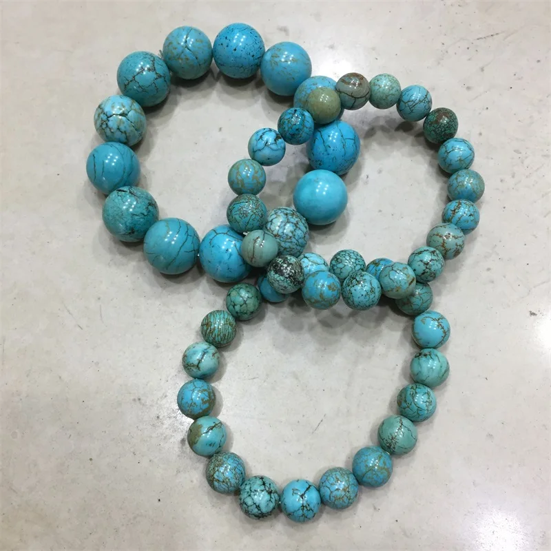 

6/8/10/12MM Turquoise Bracelet Genuine Gemstone Natural Stone Elegant Bracelet can via Text Energy Healing Power Fine Jewelry