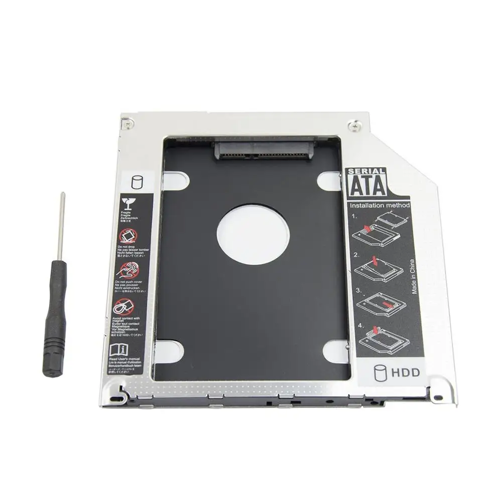Универсальный алюминиевый 2-ой HDD Caddy 12,7 мм SATA 3,0 для 2," SSD чехол для жесткого диска