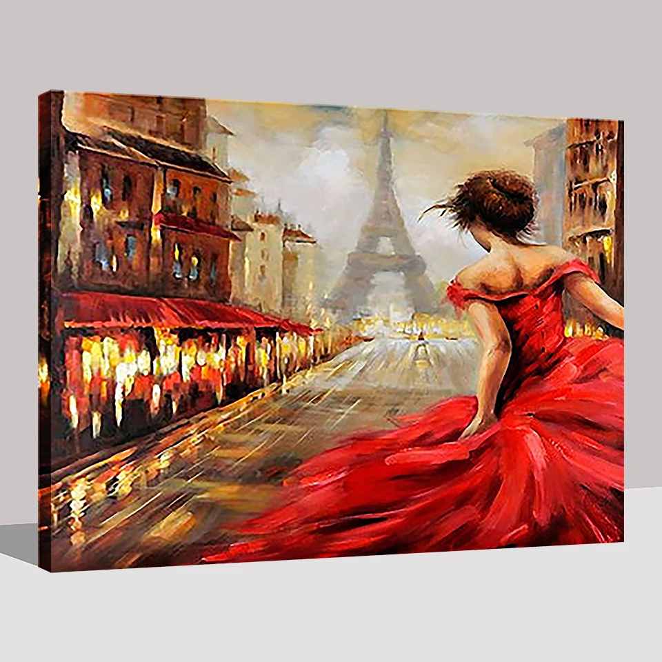 Paris-Tower-Red-Skirt-Girl-DIY-Painting-By-Numbers-Drawing-Pursuit-Of-Romance-Oil-Pictures-Kits (1)