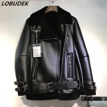 

Women Winter Thick Warm PU Leather Coat Black Apricot Loose Faux Leather Outwear Female Casual Fashion Cotton-padded Clothes