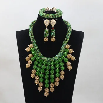 

Christmas Gift Fashion Crystal Jewelry Set Nigerian African Wedding Bridal/Women Beads Necklace Jewelry Set Free Shipping ANJ277