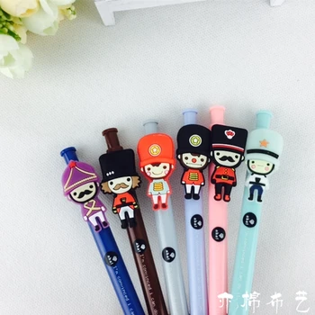 

JDANCECreative cartoon soldier ball - point pen press pen blue oil pen student stationery office supplies ballpoint pen 6 / set