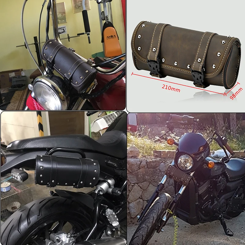Motorcycle Bag Universal Saddlebags Leather Motorbike Side Tool Tail Bag Luggage Bags for Harley KTM cafe racer KAWASAKI Z900 (15)