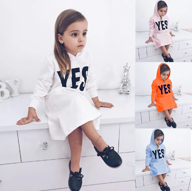 Autumn Causal Kids Girls Letter Print Sweatshirt Dress