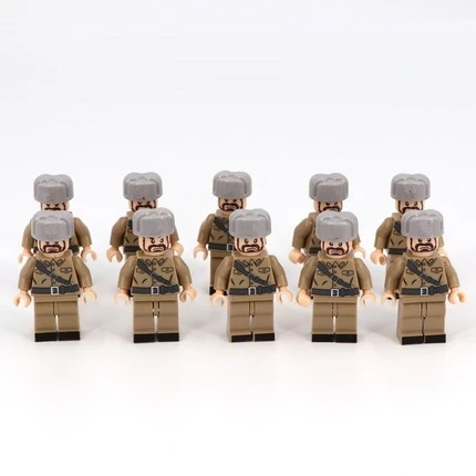 

Soviet Infantry Soldiers Military Gun Weapons City Police Parts Playmobil Mini Figures Building Block Brick Original Toys