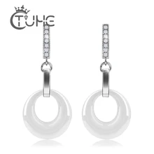 Простой стиль, женские серьги, набор, гладкие, белые, полые, круглые, керамические, серьги-гвоздики, массивные серьги, Brinco, ювелирные изделия, вечерние, подарок