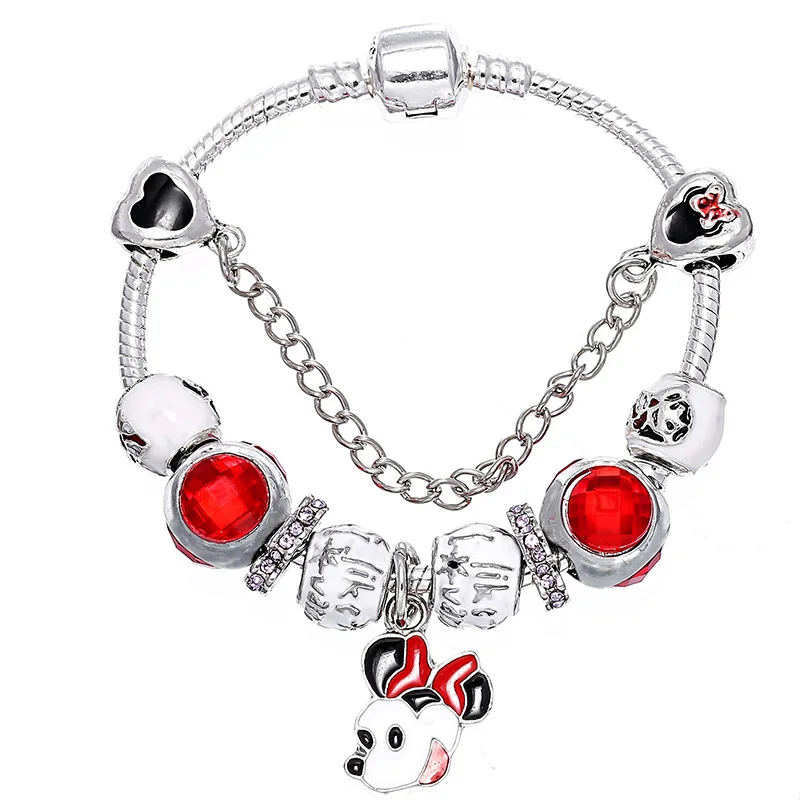DINGLLY красный синий браслет с подвесками для мужчин женщин девочек мальчиков пара влюбленных Ангел дружба Лило Стич тема бренды браслеты подарки - Окраска металла: SL022