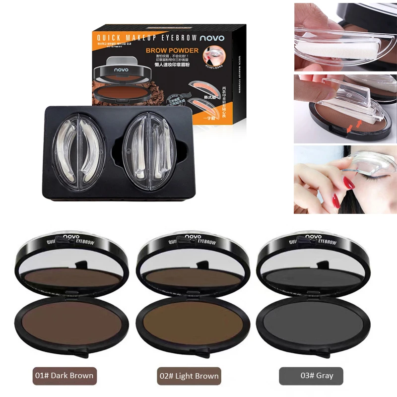 

2017 Eye Makeup Seal Shape Eyebrow Enhancer Easy to Wear Waterproof Black Brown Eyebrow Powder Makeup Quick Brow Stamp