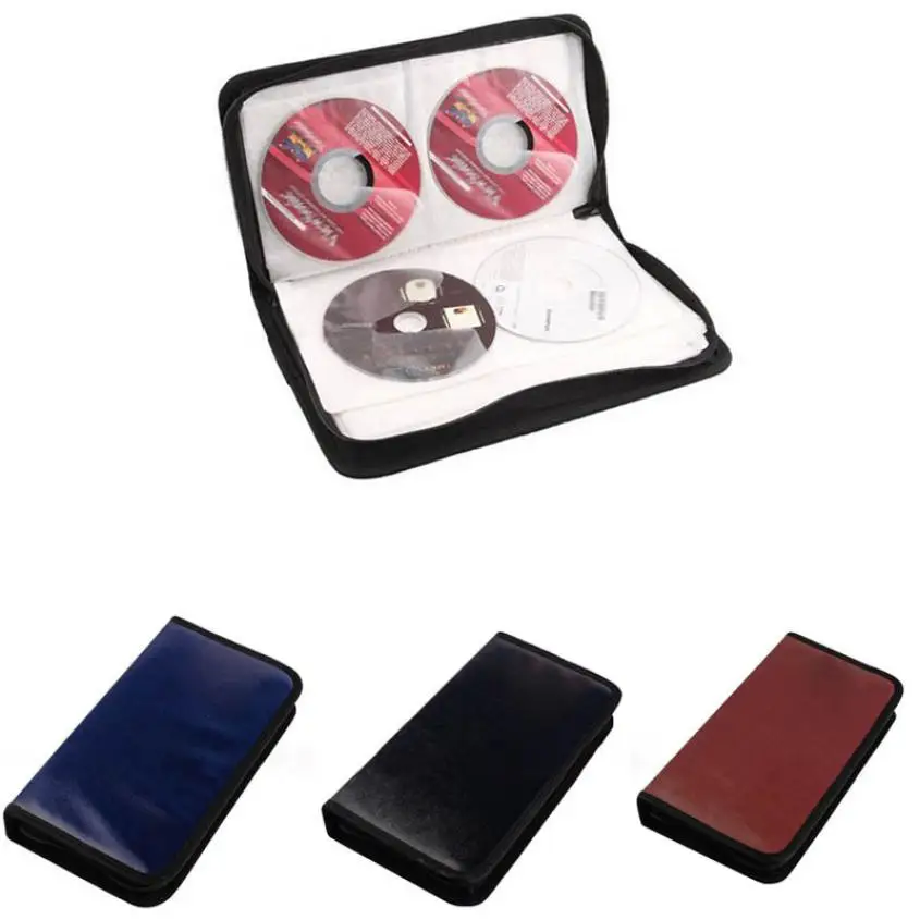 

New Qualified 80 Disc CD Holder DVD Case Storage Wallet VCD Organizer Faux Leather Bag Levert Dropship dig635