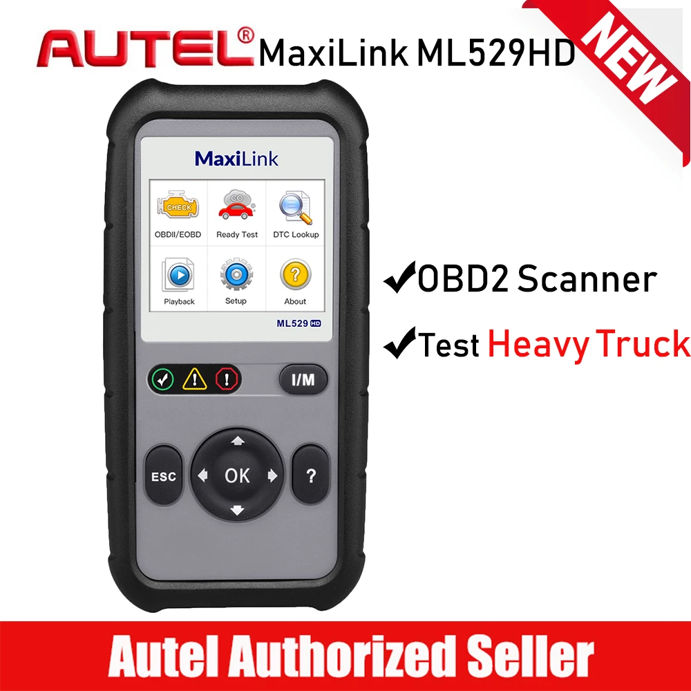 AUTEL MaxiLink ML529HD Heavy Duty Code Reader Car OBD2 Scanner Trucks Diagnostic Tool OBDII Auto Scan Tools Automotive Scaner