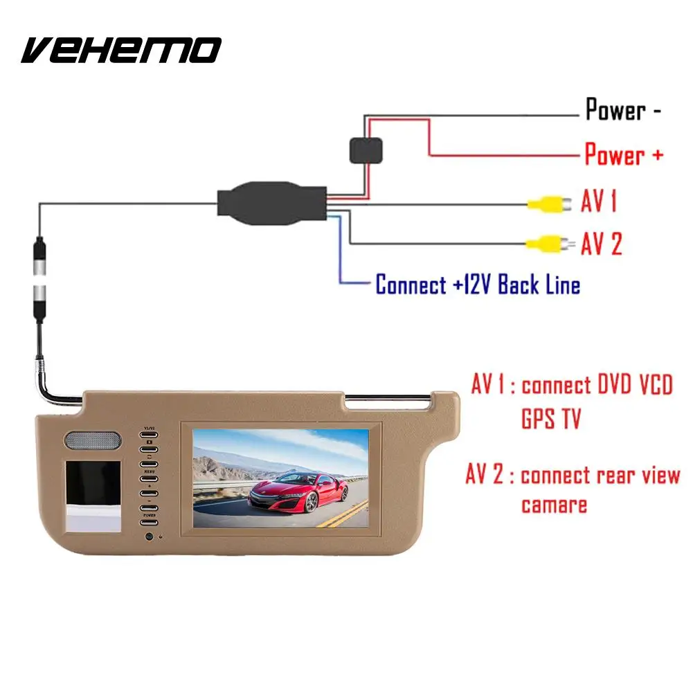 

Vehemo Touch Car Sun Visor Monitor Rear View Camera Sunvisor View Monitor PAL/NTSC Car DVD Monitor for Cars Left Or Right