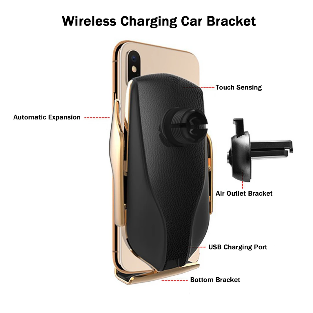 10 Вт автомобильное беспроводное зарядное устройство для iPhone samsung умный автомобильный зажим инфракрасный датчик держатель крепление в автомобиль Qi Быстрая зарядка телефон кронштейн