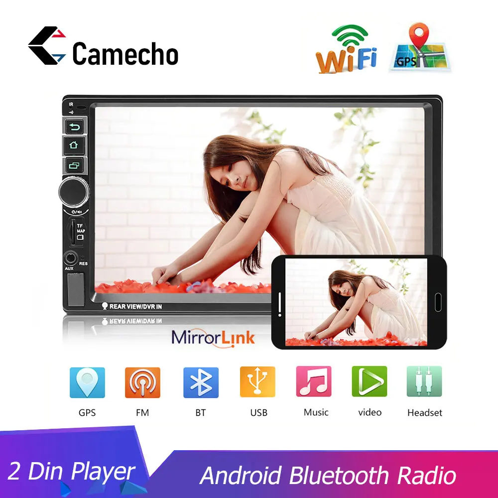 Camecho 2 din автомагнитола Android gps навигация Авторадио Bluetooth Wifi MirrorLink мультимедийный